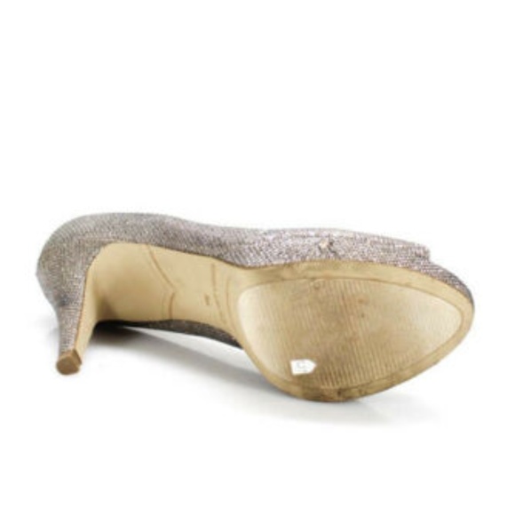 Enzo Angiolini Gold Metallic Sequin Peep Toe sz 6 - Picture 5 of 6